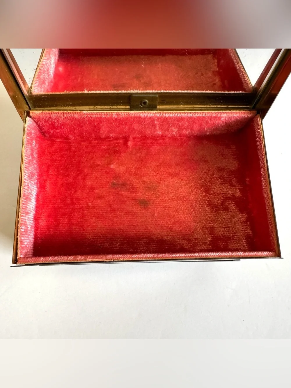 Vtg Brass Accordion Cantilever Jewelry Box Jeweled Rhinestone Hollywood Regency
